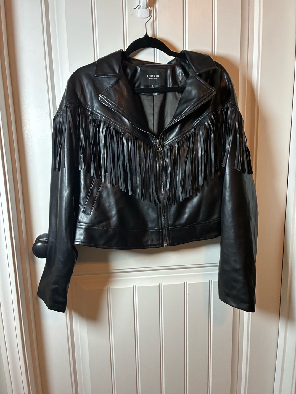 torrid Black Faux Leather Fringe Moto Jacket